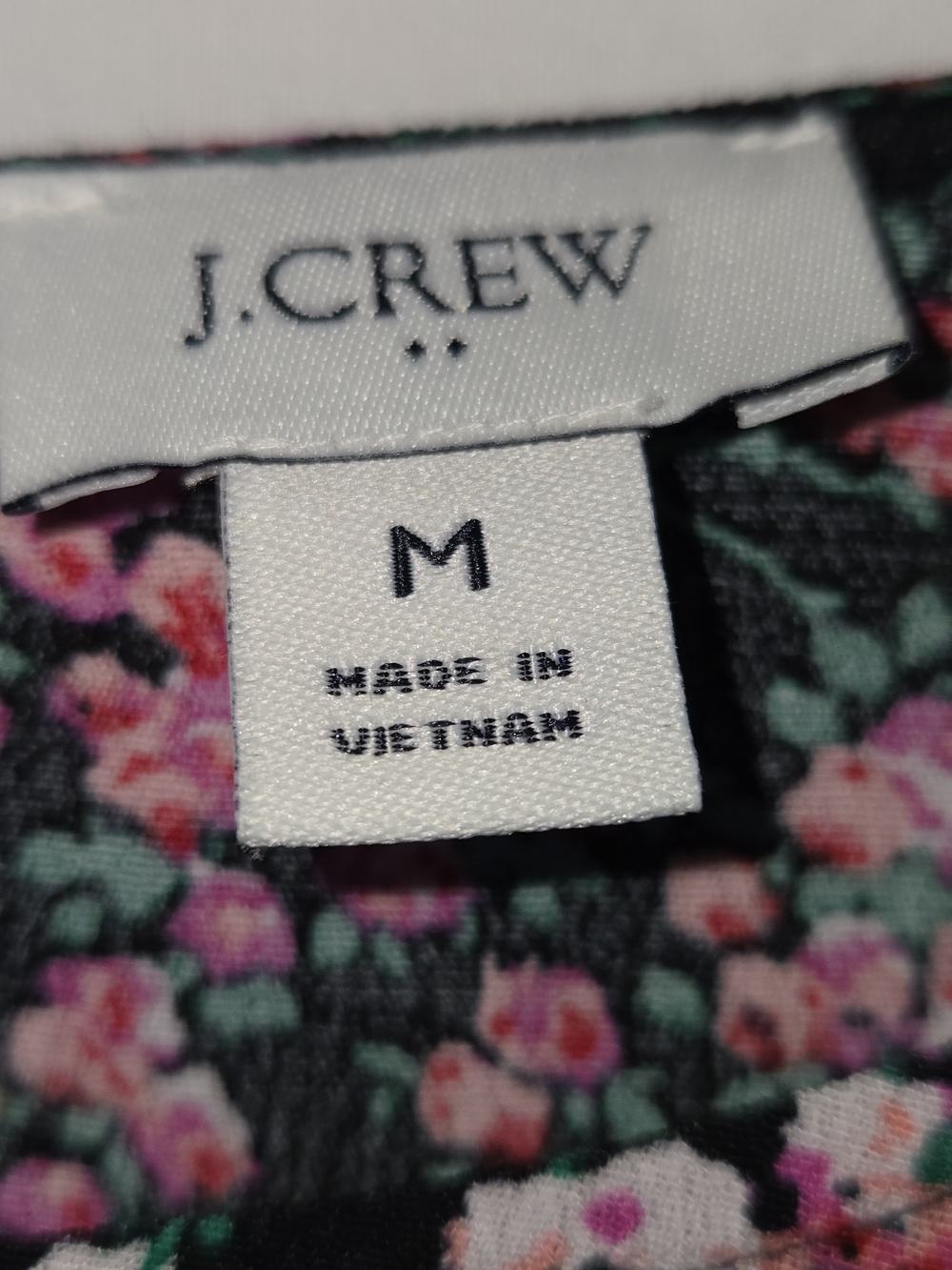 J. Crew Black Floral Long-Sleeve Blouse with Pink and Red Blooms - Picture 2 of 11